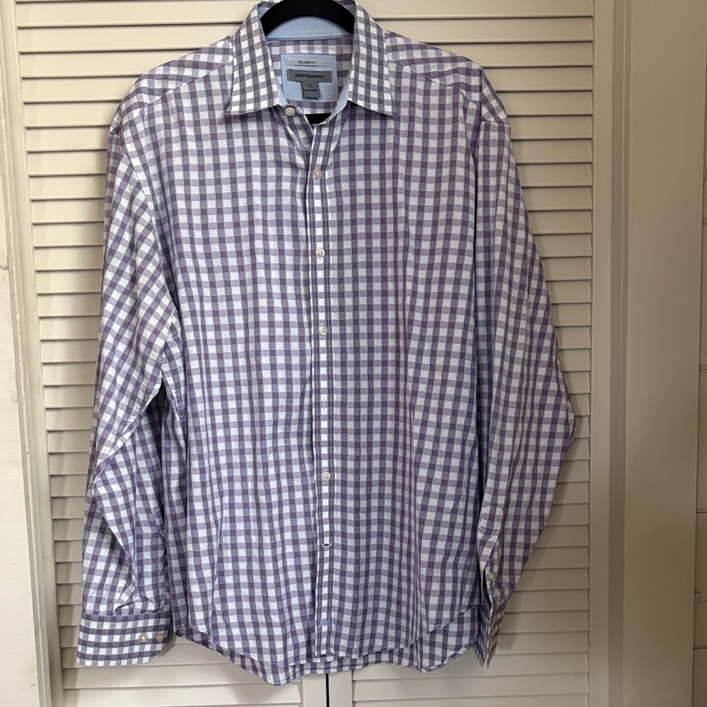 Johnson and Murphy Tailored fit Lavender Plaid Button Down Shirt